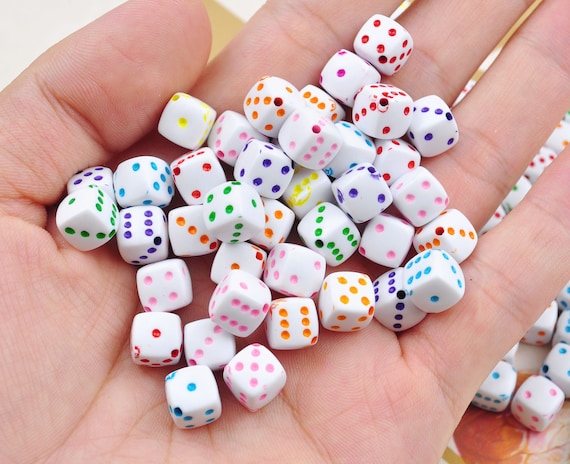 Bulk 150 Pieces White Color 8mm Square Dice Beads,cube Dice Beads,acrylic  Dice Beadswholesale Beads 