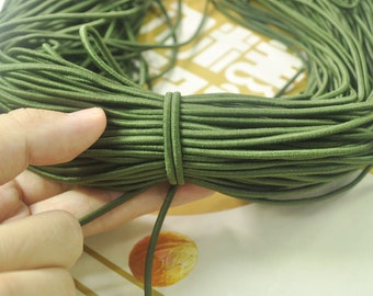 30 yards 2.5mm round elastic cord,Army Green Stretch cord, stretch elastic string,Beading Cord,DYI masks, jewellery,Nylon wrapped Rubber.