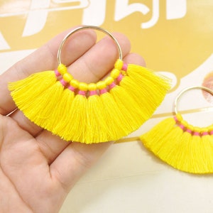 2pcs / 4pcs / 6pcs / 10pcs fan nappine su ottone reperti / oro giallo nappa / orecchini pendenti / orecchini nappa charm / nappa di cotone - 55mm --VC16 #