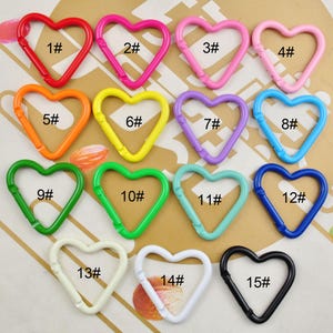 8/10/20/50Pcs Carabiner Clips Clasp,Heart Clasp,Multi Color Aluminum Carabiner key chain,Carabiner clips,Spring Hook Keyring,44x42mm
