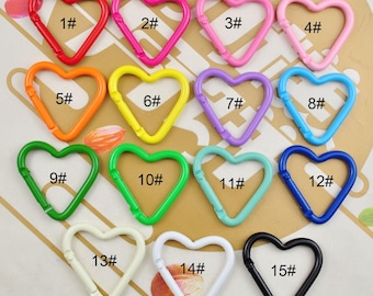 8/10/20/50Pcs Carabiner Clips Clasp,Heart Clasp,Multi Color Aluminum Carabiner key chain,Carabiner clips,Spring Hook Keyring,44x42mm