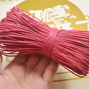 1.5mm Red Waxed Cotton Cord, 20 Meters, Necklace Cord, Bracelet Cord,Waxed Cord, Beading / Craft and Jewelry Supplies -- VC162