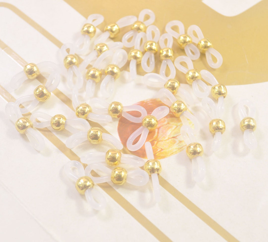 20pcs White Rubber Ends for Eyeglass Holder, Rubber Glasses Chain