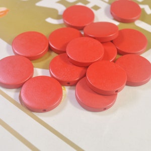 30 pcs Red Flat Round Wood Bead,Painted Wood Circles Wooden discs, wood disk ,Unfinished Wooden Beads for jewellry,25x5mm