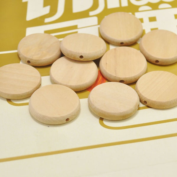 10pcs 34mm Natural Round Flat Wood beads,Wood Circles Wooden discs Unfinished round disk Bead for handmade Craft,jewelry making