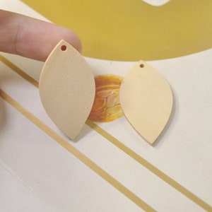 12Pcs,DIY Unfinished Laser Cut Wood Pendant,Natural Wood Earrings Blanks,Wood Leaf Jewelry, Wood Shapes,Wood Pointed Oval Shape - 41x23mm