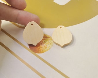 12 pendenti in legno tagliati al laser fai da te, orecchini in legno naturale, gioielli in legno naturale, forme in legno, forma di mela in legno - 23 x 27 mm