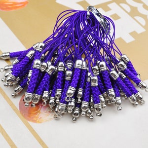 10/20/30/50/100pcs Purple Cell Phone Strap Lanyard Accessories,Mobile Cell Phone Strap Chains With Silver plated Metal Connectors