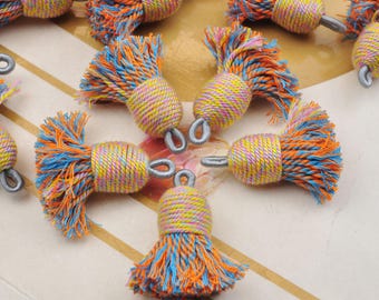 Glands de haute qualité, cordon en coton de couleurs mélangées, glands en coton torsadés mélangés, glands courts et épais, bohème, glands de boucles d'oreilles/colliers/bracelets