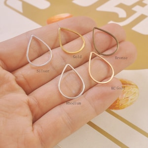 100Pcs Small Silver/Gold/Bronze/Rhodium/KC Gold TearDrop Pendant Charms,Tear  Drop Connector,Teardrop Charm 15x21mm