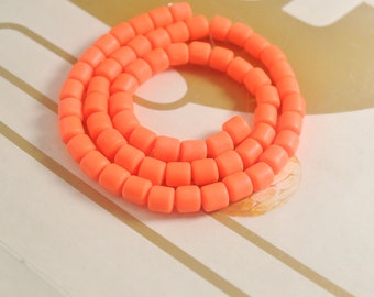 15 inch strand,Round Column Heishi Beads 6mm Orange Red Heishi Beads, Polymer Clay Spacer Beads, Heishi Bracelet Beads, Polymer Tube Beads,