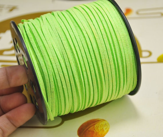 20yard 2.5mm Flat Faux Suede Leather Cord,lime Green Leather