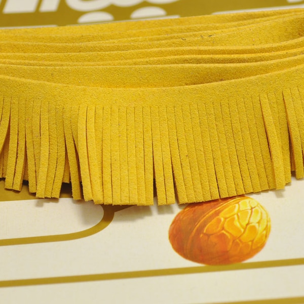 1 yard golden yellow Leather Fringe Trim,30mm Width Faux Suede Fringe Trim,Perfect for Making Tassel and other crafts,DIY Tassel pendant.