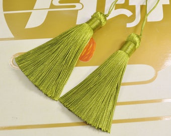 2pcs Olive Green tassels,82mm long silk tassels,handmade tassel,Necklace Tassel,tassels charm,thread tassel, Boho Tassels,Pillow Tassels