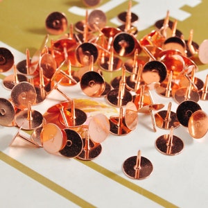 10/20/30/50 Pieces Rose Gold Lapel Pin,Tie Tack,Brass Pin, 10 pad x 9mm Post