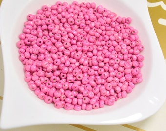 200pcs Pink Round wood beads,natural wood beads,necklace beads, bracelet beads,diy beads,Small wooden beads finding bead supplies 4x5mm