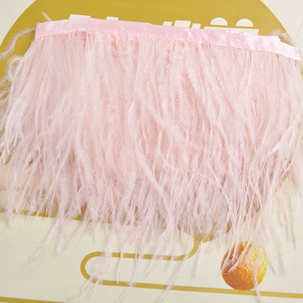 Ostrich Feather, Feather Fringe trim,1 yard, 5yards, 10 yards of Baby Pink Ostrich Feather, Wholesale Feather, Sewing and Crafts, 5-6 inch
