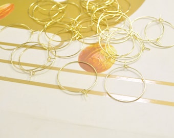 Cerchio per orecchini, 100 pezzi, orecchini rotondi da 25 mm, cerchi per orecchini placcati in oro.