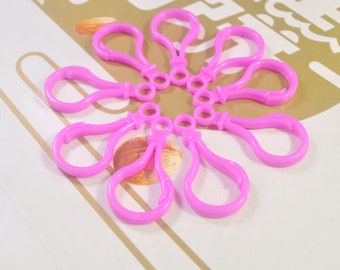 20 pezzi di grandi ganci in plastica, fermagli per portachiavi in plastica rosa intenso, fermagli per ciondoli da borsa, ganci per portachiavi, clip per portachiavi, 50 x 25 mm