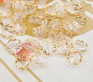 100 Ciondoli A Forma Di Foglia In Acrilico Trasparente Smerigliato – 15x15 Mm Per Bigiotteria Fai Da Te