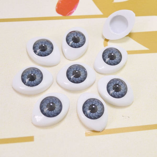 10 Pair 23mm Oval Plastic Doll Eyes,Light Gray Colors for Dolls,Puppets, Ooaks, Fairies, Mermaids, Trolls, Jewelry, Sculpture, Carving