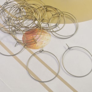 50/200Pcs Antique Bronze Hoops Earwire,30mm Bronze Plated Beading Hoops, DIY Earring Hoops,Earring Findings,Bronze Plated Wine Charm Rings