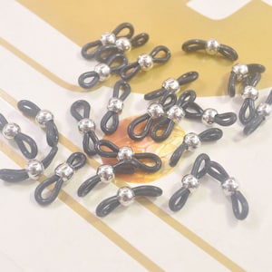 20Pcs Black Rubber Ends for eyeglass holder, Rubber Glasses Chain Holders,Replacement Loops for Glasses Chains--21x4mm