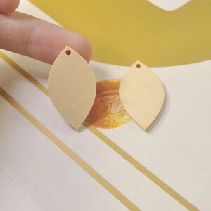 12Pcs,DIY Unfinished Laser Cut Wood Pendant,Natural Wood Earrings Blanks,Wood Leaf Jewelry, Wood Shapes,Small Pointed Oval Shape - 35x19mm