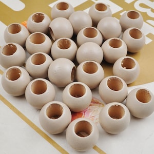 Großhandel Beige Naturholz runde lose Perlen, 20/50 runde Holzperlen umweltfreundliche 20mm Perlen, 10mm Loch, Schmuck DIY Holzhandwerk