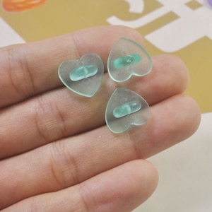 Pack of 10,20, 40, 60, 80, or 100Pcs,Transparent green Heart Rubber Clutches Backings Backs Clasp,Rubber Pin Back  for Enamel Lapel Pin,14mm