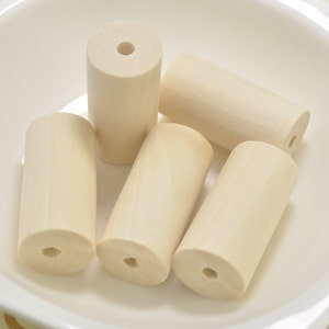 20 Unfinished Wood Bead Cylinder Shaped Wood Barrel wood Column,Natural wooden tube bead,40mm long Column shaped bead,necklace bead pendant.