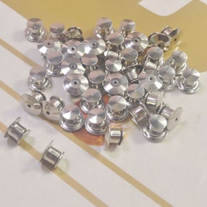 Pack of 10,20, 40, 60, 80, or 100Pcs Silver Locking Pin Backs / Pin Keepers - Never lose a Special Pin again!