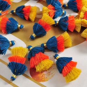 10-100Pcs Three Tier Tassel,1.5&quot; Handmade Cotton Tassel for Earring/Necklace Making,Tiered Tassels, DIY, Fashion Tassels,Jewelry Tassels