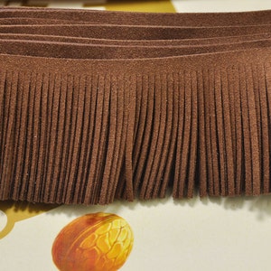 1 cantiere Pelle Frange Trim, 48mm Larghezza Finto Suede Fringe Trim Caffè, Perfetto per fare Nappine e altri mestieri, Ciondolo Tassel.