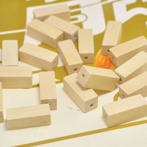 20/50pcs square wood tube beads，rectangle wooden bead，natural unfinished wooden beads，Jewelry Making,Craft Supplies 25x10mm