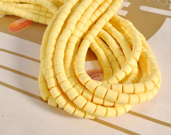 15 inch strand,Round Column Heishi Beads 6mm Yellow Heishi Beads,Polymer Clay Spacer Beads,Heishi Bracelet Beads, Polymer Tube Beads