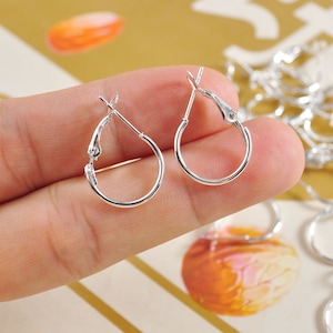 50Pcs Small Earring hoops,Silver plated earring hoop,Jewelry DIY,Ear hook,15mm