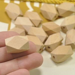 20pcs Wood Oblong Geometric Beads,23 x 14mm,Unfinished Faceted Natural Wood Beads/Natural Unfinished Unpainted beads,Wood Crafts