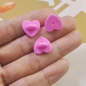 Pack of 10,20, 40, 60, 80, or 100Pcs,Pink Heart Rubber Clutches Backings Backs Clasp,Rubber Pin Back  for Enamel Lapel Pin,14mm