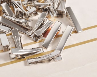 10/20/30/40/50Pcs Silver Plated Barrettes Hair Alligator Clips,Hair Accessory Blanks, hair bow clip,Hair Clips Jewelry Supplies, 29mm long