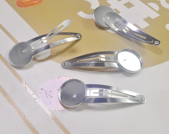 5-Piece Silver Tie Bar Clips With Blank Bezels - 18mm DIY Jewelry Making Set