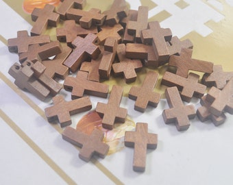 SMASOLO 100 Pezzi Ciondoli a Croce in Legno Mini Ciondolo Croce Cristiana Per Gioielli Religiosi Bracciali Collane Fai Da Te Accessori Spirituali