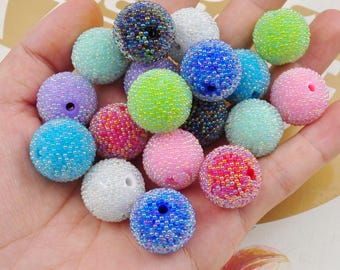 2-20 piezas de cuentas mixtas de azúcar, resina/vidrio, cuentas gruesas de vidrio tipo chicle, cuentas de 20 mm, cuentas de chicle, cuentas gruesas, suministros para bisutería