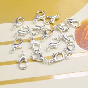 100Pcs Silver Lobster Clasps / Claw Clasp / Lobster Clasps / 12x7mm / Metal Clasps Necklace or bracelet Making Supplies