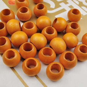 Wholesale Brown Yellow Natural Wood Round Loose Beads,20/50 Round Wooden Beads Eco-Friendly 20mm Beads,10mm Hole,Jewelry DIY Wood Crafts