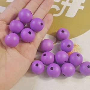 50Pcs Purple Wooden Beads,20mm Round Wood beads,DIY Necklace Bracelet Jewelry Making,wood craft,Make jewellery for selling