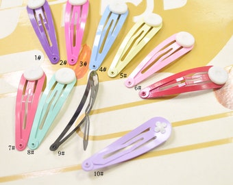 5/10/20/30pcs Blank Barrette Snap Clips with Glue Pads/10 Color/ Hair Clip/Tear Drop Clip - 50 mm (2&quot;)