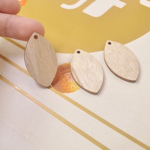 12Pieces,DIY Unfinished Laser Cut Wood Pendant,Natural Wood Earrings Blanks,Wood Leaf Jewelry, Wood Shapes,Wood Pointed Oval Shape - 39x22mm