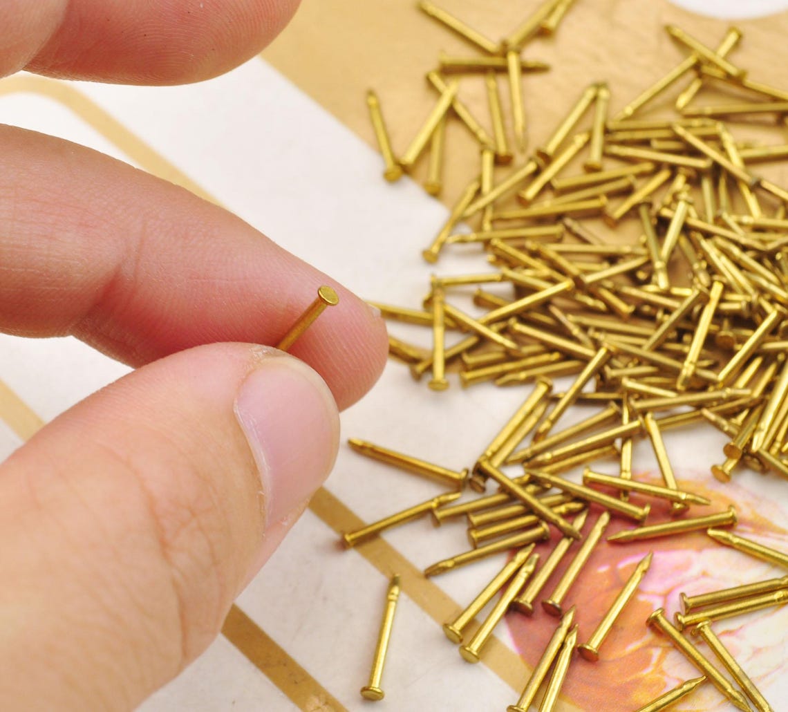 Small Tack 100pcs Brass Small Tack Nails, Brad, Solid Brass Brad Nails,tie Tack ...