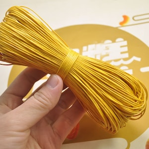 Waxed Cord ,65 meters Yellow cords,1mm Waxed Cotton Cord String, Bracelet Cord, Necklace Cord, Macrame Cord -- VC112